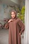 Ankanoor Light Camel Medina Silk Prayer Dress with Shawl - 5
