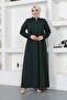 Pleated Robe with Gathered Sleeves Emerald Green