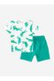 LCW Crew Neck Short Sleeve Printed Baby Boy T-Shirt and Shorts 2 Pieces Set