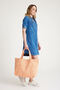 Premium Cotton Woven Women's Colorful Striped Beach Bag / Shoulder Bag - 7
