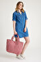 Premium Women's Cotton Woven Colorful Striped Beach Bag / Shoulder Bag (4 Pockets)