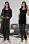 Women's Black Polka Dot Summer Cotton Combed Cotton Maternity Pajama Set - 2