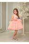 Girl's Powder Bow Detailed Layered Tutu Skirt Fluffy Evening Dress - 2