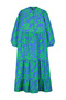 Blue Patterned Half Placket Oversized Fit Cotton Woven Dress TCTSS23EB00222 - 7