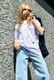 White Crew Neck Eye Print Oversize T-Shirt Alc-X12306 - 2