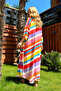 Women's Multi-Color Long Rope Belted Kimono Jacket Alc-X12334 - 5