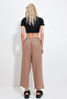 Women's Camel Elastic Waist Wide Leg Draped Woven Trousers Alc-X11883 - 5