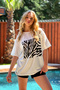 White Crew Neck Zebra Pattern T-Shirt Alc-X12172 - 2