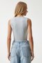 Women's Stone Gray V-Neck Buttoned Summer Knitwear Vest Yy00139 - 4