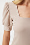 Women's Biscuit Square Neck Balloon Sleeve Knitted Blouse Dd01051 - 3
