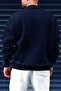 Men's Navy Blue Dreamer Printed 0 Crew Neck Oversize Loose Loose Fit Fleece Sweatshirt - 2