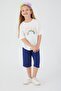 Inclined Writings Cream Girls' Capri Set - 3