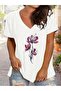 Women's Printed Oversized V-Neck t-shirt Loose Fit