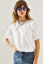Women's White Crew Neck Short Sleeve Basic T-Shirt 60251202 - 4