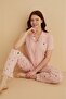 طقم بيجامة قميص قصير الأكمام بنمط طائر النورس من Dreamy Silky Camisole