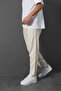 Men's Beige Textured Double Leg Linen Trousers - 2