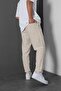 Men's Beige Textured Double Leg Linen Trousers - 3
