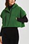 Hooded Cotton Crop Sweatshirt Green - 5