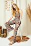 Exclusive Special Design Lace Fabric Flared Leg Trousers Low-cut Waist Strap Suit Beachwear - 4