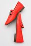 Genuine Leather Red Buckle Women's Flats - 6