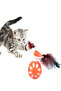WHEELED NAUGHTY BIRD CAT TOY ORANGE 1 PIECE