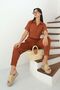 SHILSEE LIGHT BROWN BUTTON DETAIL SHIRT CROP SET - 4