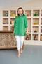 Large Size Green Shirt with Side Slit Detail - 4