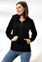 Raised Zippered Hooded Sweatshirt 19116 Black - 2