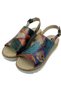 Women's Vegan Leather Multicolored Thick Sole Sandals - Blooming Dog Design - 2