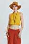 Elastic Waist Basic Crop Blouse Mustard - 3