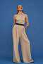 Back Low-cut Long Jumpsuit Beige - 3