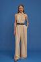 Back Low-cut Long Jumpsuit Beige