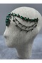 Ahu Model Tasseled Bridal Henna and Wedding Hair Accessories Shuttle Drop Earring Set Green - 3