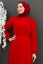 Cross-Front Chiffon Dress Red - 5