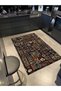 Black Themed Frame Geometric Pattern Woven Base and Decorative Washable Carpet Miravip8546 - 2