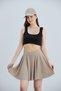 Women's Flounced Mink Shorts Skirt Elastic Waist Flared Sandy Fabric