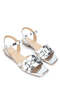 Women's Genuine Leather Lame Heeled Sandals - 2