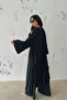 Black Long Bottom Top Kimono Set - 3