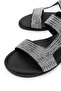 Women's Genuine Leather Black Flat Sandals - 3