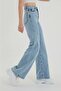 Light Blue Lycra - High Waist Wide Leg Women's Palazzo Jeans - 3