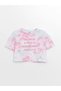 LCW Kids Crew Neck Embroidered Short-Sleeved Girls' Cropped T-Shirt