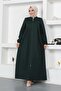 Pleated Robe with Gathered Sleeves Emerald Green - 2