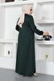 Pleated Robe with Gathered Sleeves Emerald Green - 5