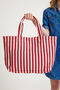 Premium Women's Cotton Woven Colorful Striped Beach Bag / Shoulder Bag (4 Pockets) - 3