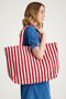 Premium Women's Cotton Woven Colorful Striped Beach Bag / Shoulder Bag (4 Pockets) - 8