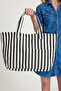 Premium Women's Cotton Woven Colorful Striped Beach Bag / Shoulder Bag (4 Pockets) - 5