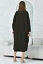 Women's Black Bat Oversize Woven Rose Detailed Tunic Shirt Dress - 4
