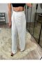 Keira White - Extra High Waist 100% Raw Linen Trousers - 3