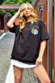 Black Crew Neck Front and Back Arizona Printed Oversized Unisex T-Shirt ALC-X12320 - 4