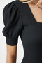 Women's Black Square Collar Balloon Sleeve Knitted Blouse DD01051 - 4